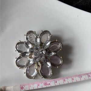 Vintage Silver and Crystal Flower Brooch